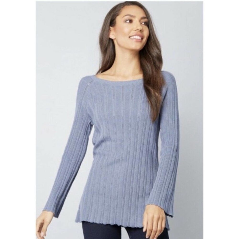 New with Tags ModCloth Open Weave Light Blue‎ Boat Neck Sweater Size Small